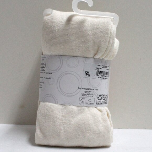 2 Pair Wonder Nation Girls Medium 7-10 Heavyweight Footed Tights 1 Gold 1 Ivory - Picture 2 of 6